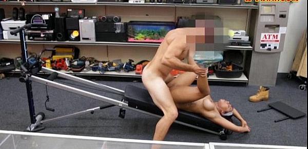  Masculine girl posed naked and pounded at the pawnshop